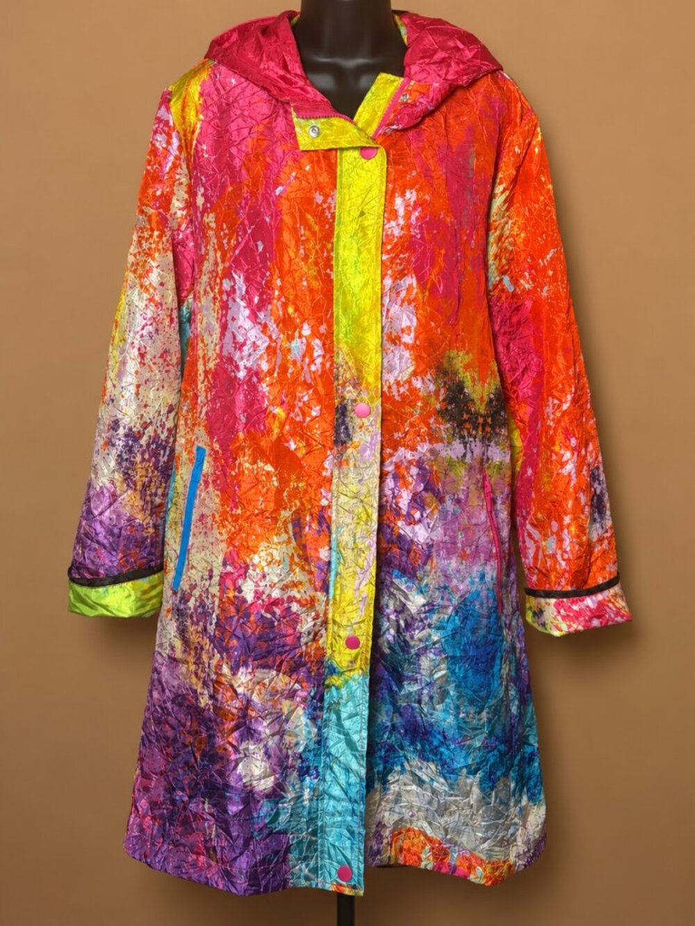 UBU x Janet Barnette Rainbow Splatter Packable Raincoat - Women's XL